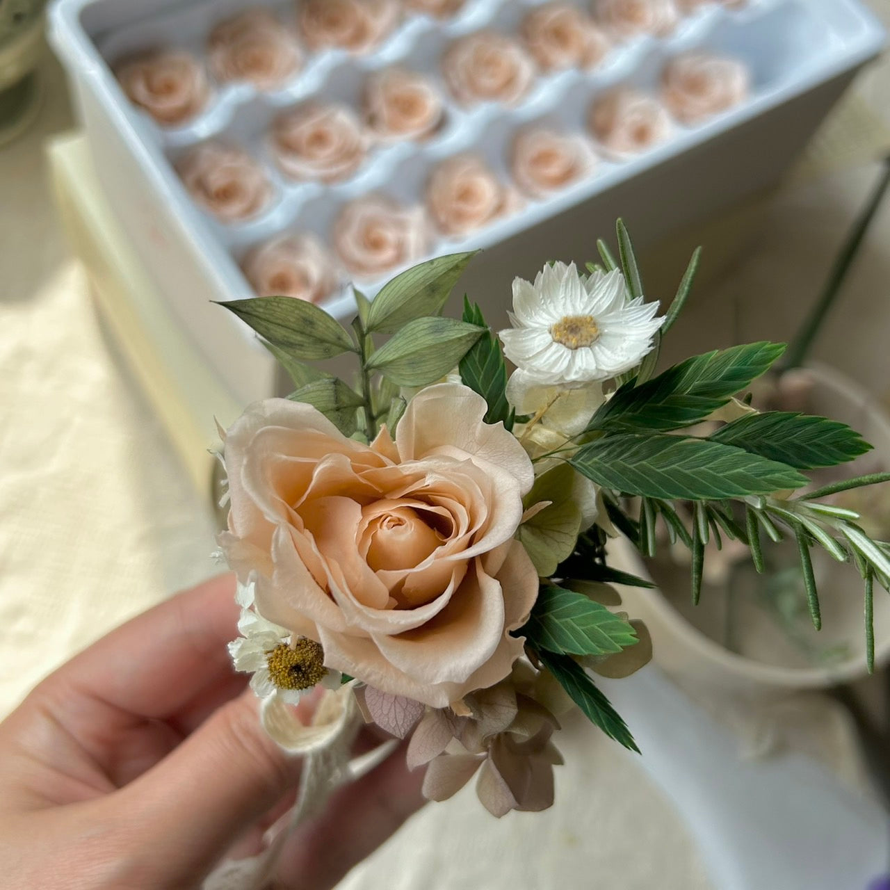 Boutonniere for groom's wedding dried preserved flowers floral corsage